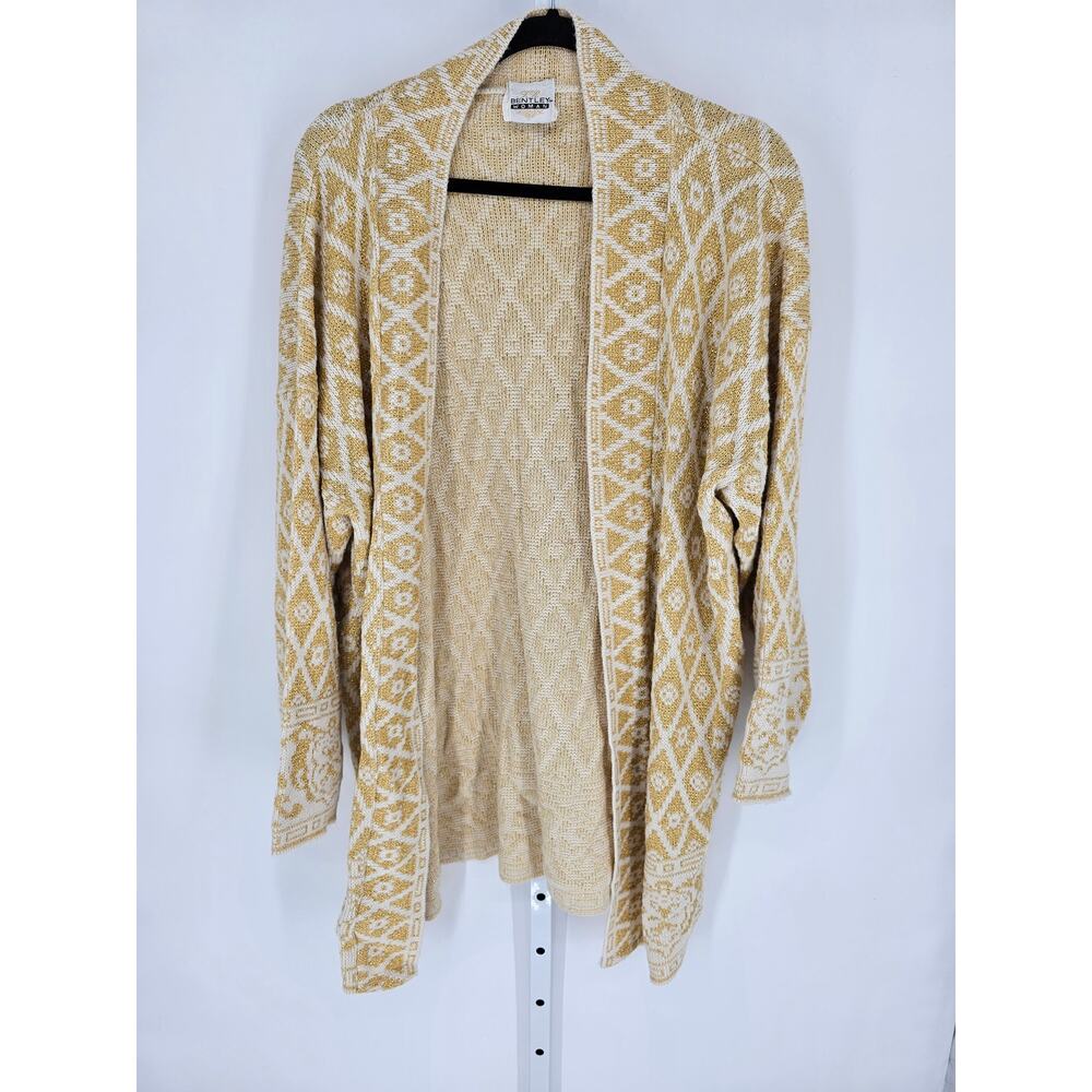 TR Bentley Women's Gold White Long Sleeve Open Front Cardigan Size XL